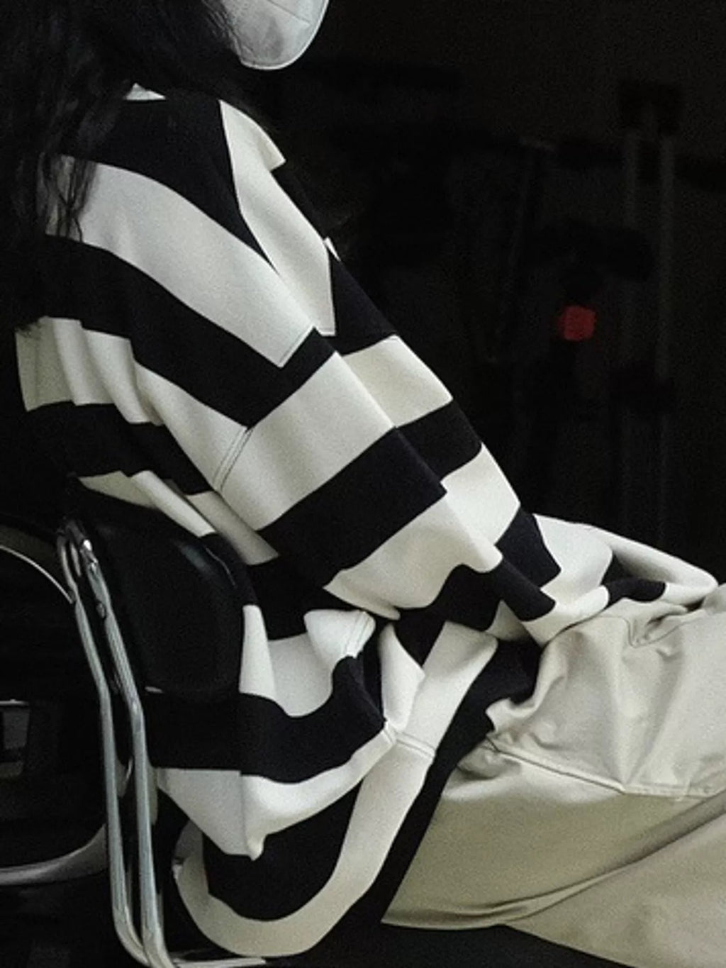 Oversized Striped Crewneck Sweatshirt - Dressed.
