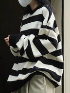 Oversized Striped Crewneck Sweatshirt - Dressed.
