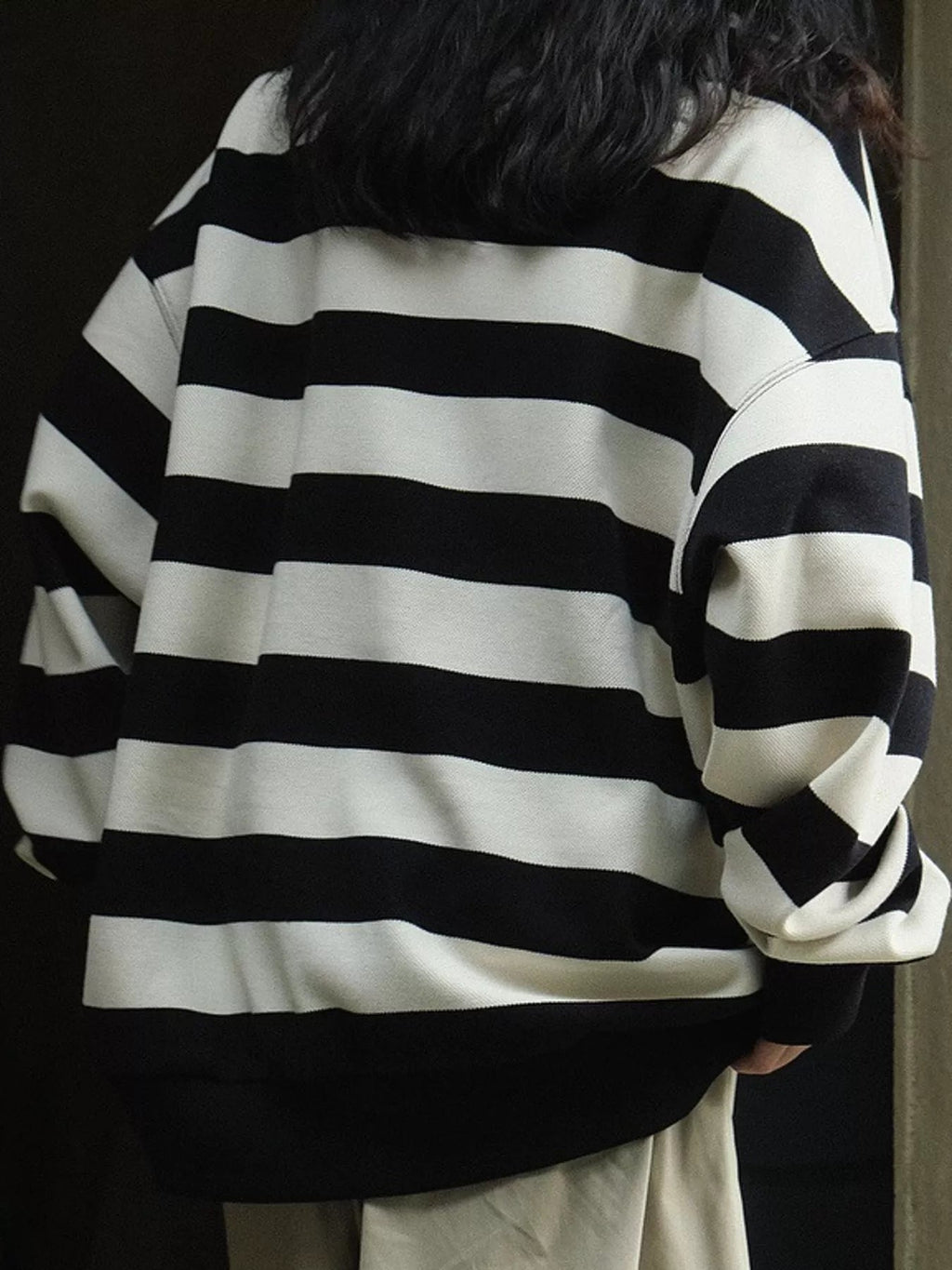 Oversized Striped Crewneck Sweatshirt - Dressed.