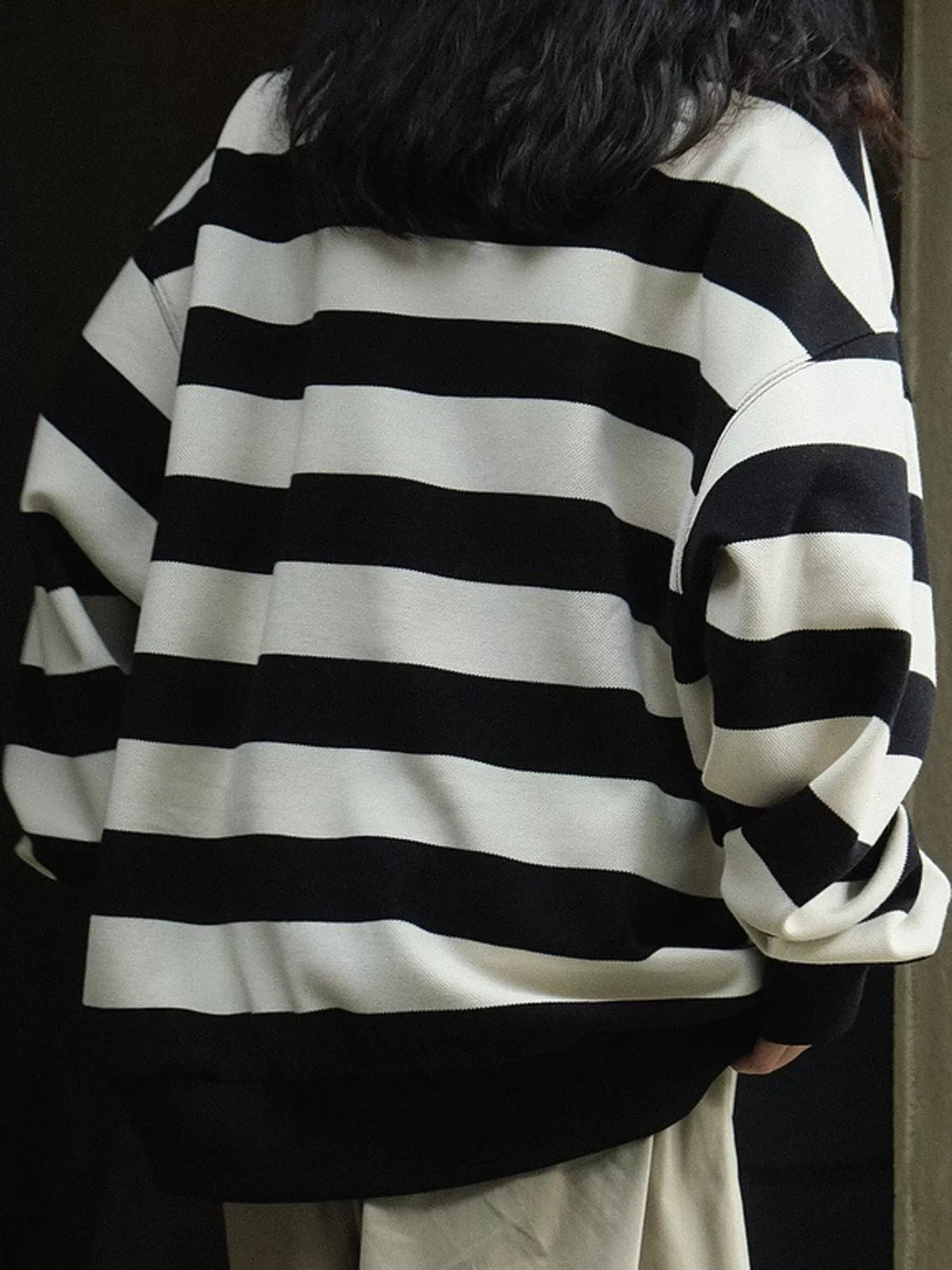 Oversized Striped Crewneck Sweatshirt - Dressed.