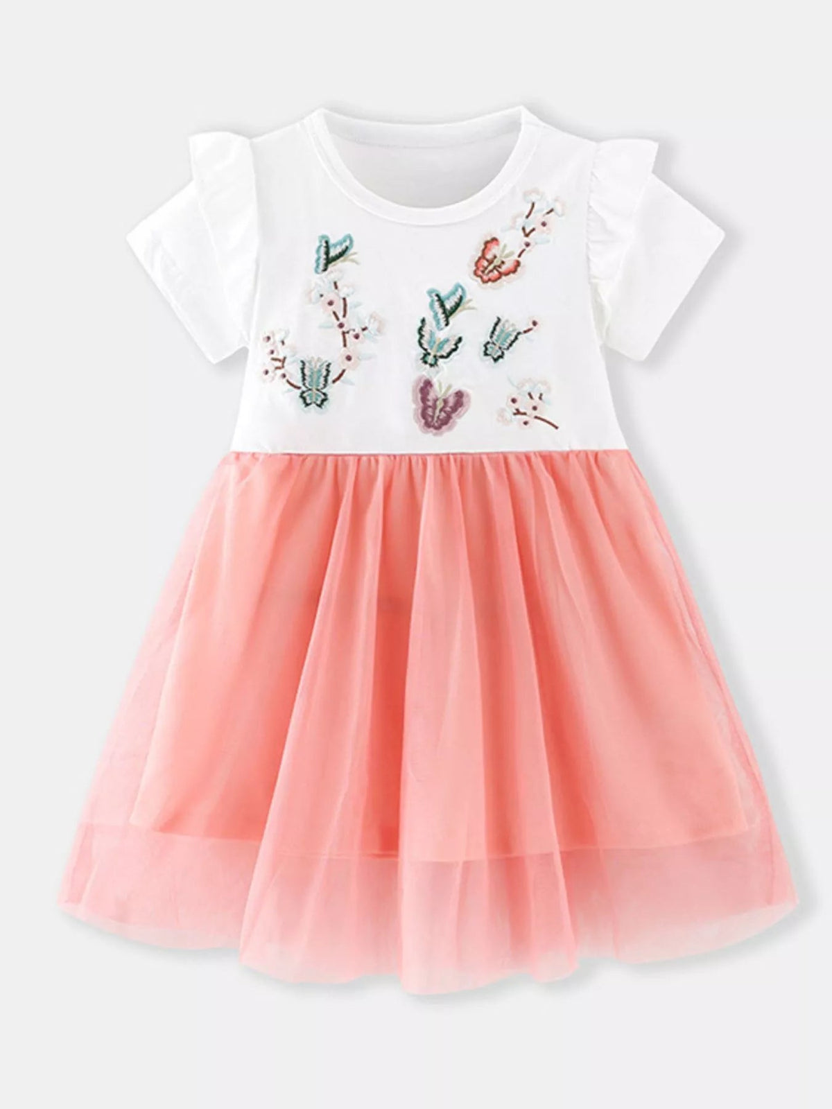 Papillon Butterfly-Embroidered Tulle Dress — White - Dressed.
