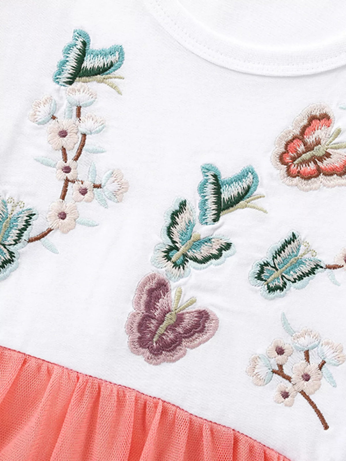 Papillon Butterfly-Embroidered Tulle Dress — White - Dressed.
