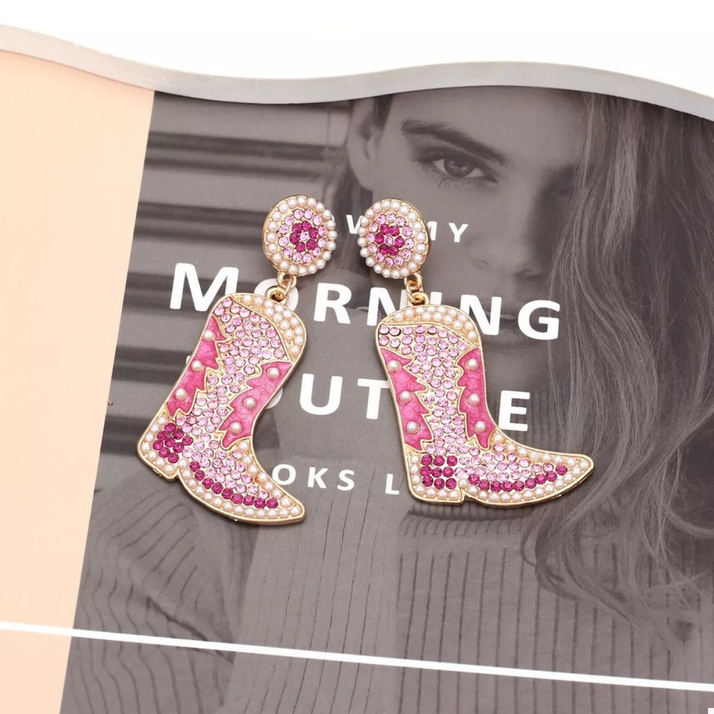 Rodeo Lumière Rhinestone Boot Earrings - Dressed.