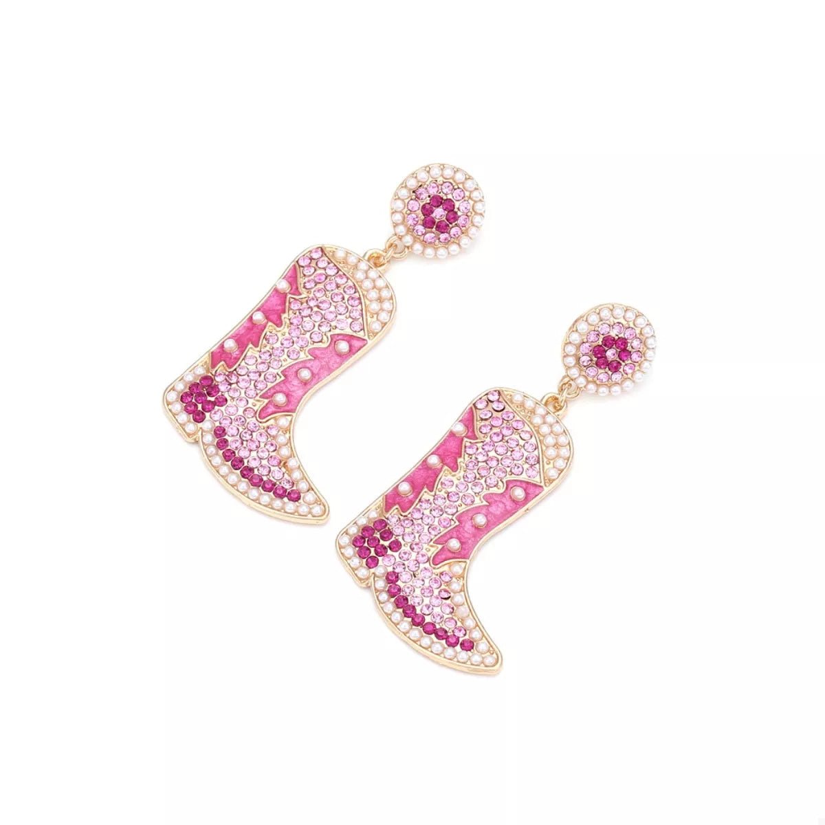 Rodeo Lumière Rhinestone Boot Earrings - Dressed.