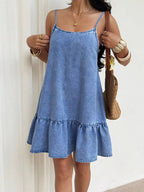 Romy Ruffle-Hem Denim Mini Dress - Dressed.