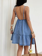 Romy Ruffle-Hem Denim Mini Dress - Dressed.