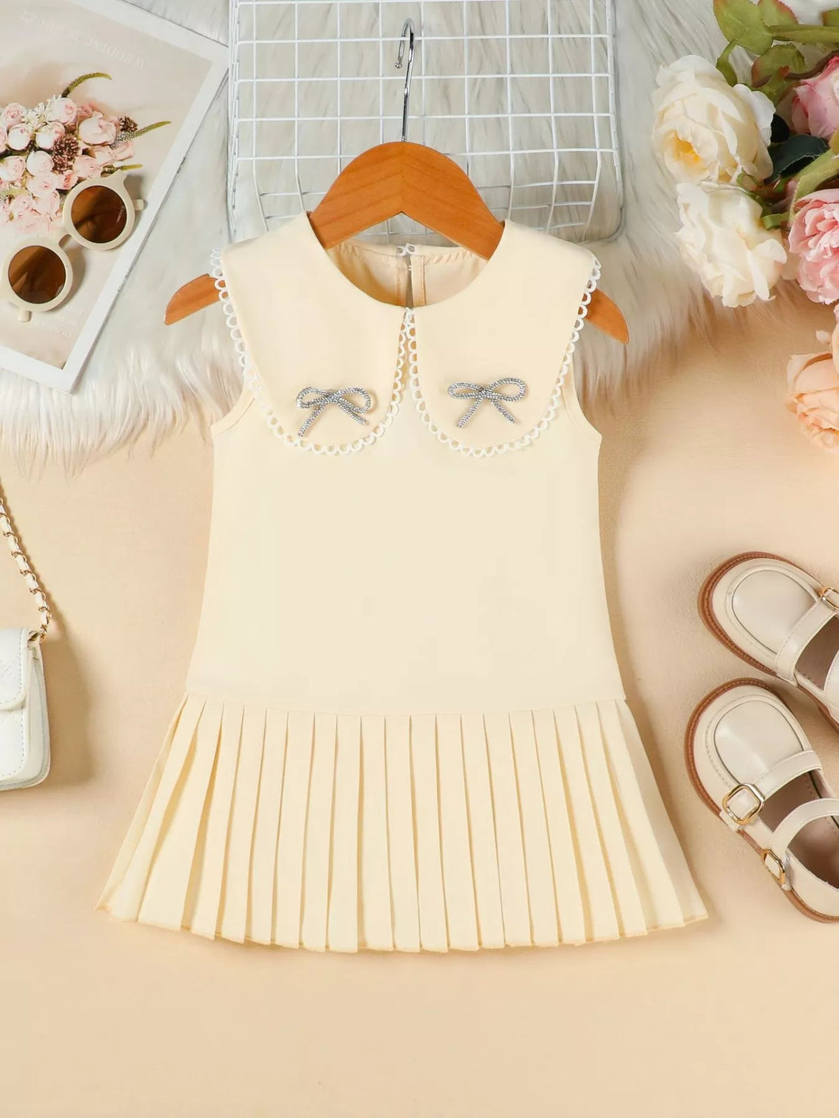 Rosalie Bow & Lace Pleated Dress — Children's - Dressed.