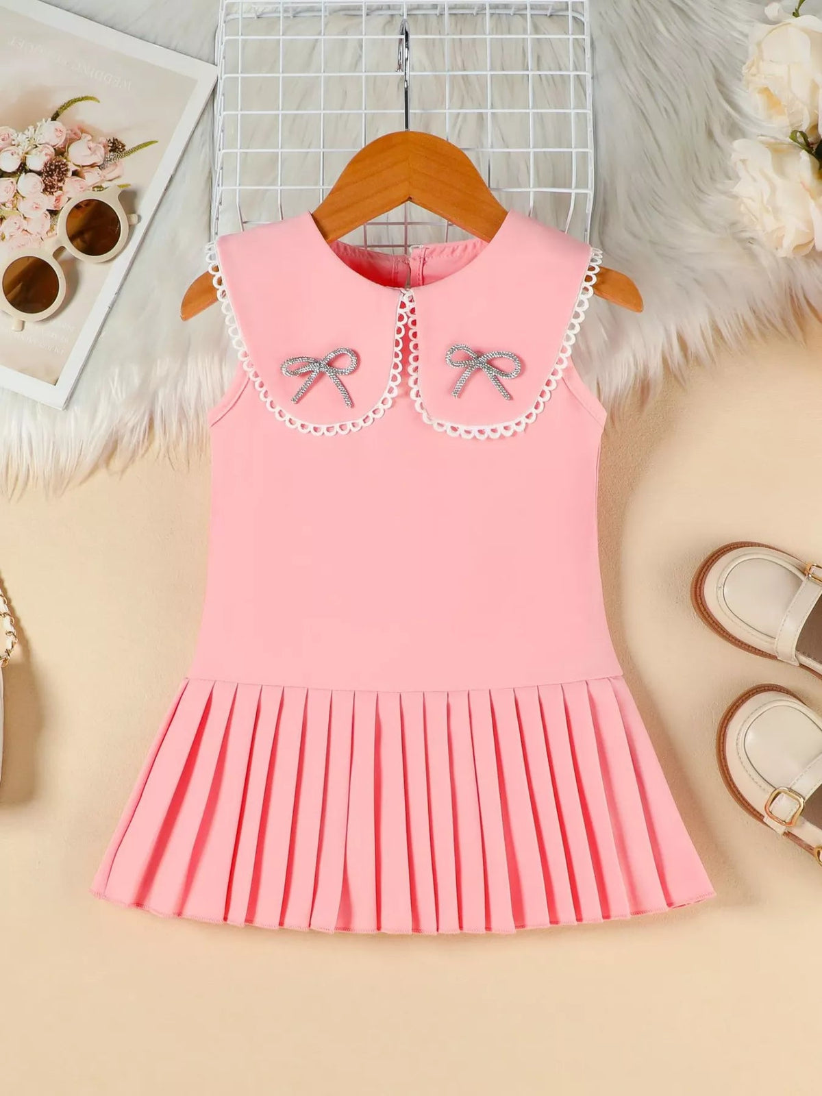 Rosalie Bow & Lace Pleated Dress — Children's - Dressed.