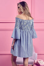 Seraphine Smocked Off-Shoulder Striped Dress - Dressed.