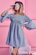 Seraphine Smocked Off-Shoulder Striped Dress - Dressed.