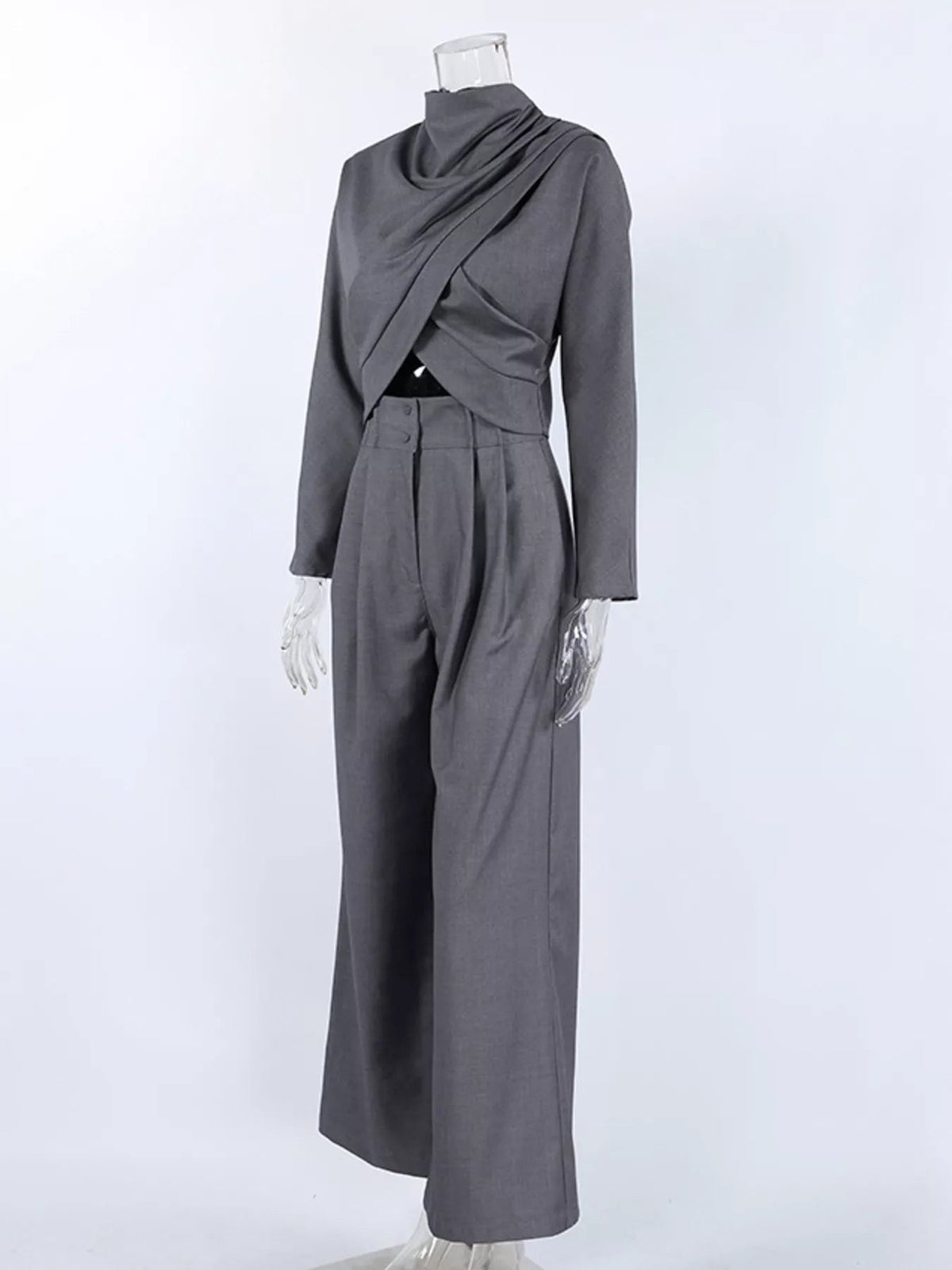 Sienna Draped Crop-Top & Wide-Leg Pant Set - Dressed.