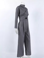 Sienna Draped Crop-Top & Wide-Leg Pant Set - Dressed.