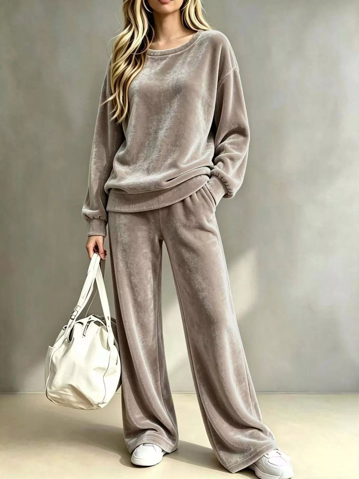 Simone Velvet Wide-Leg Pant Set - Dressed.