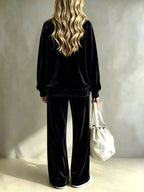 Simone Velvet Wide-Leg Pant Set - Dressed.