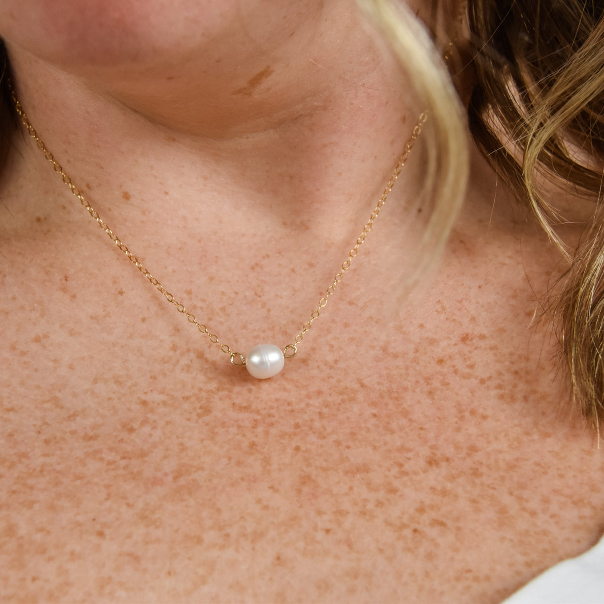 Simple Pearl Necklace - Dressed.