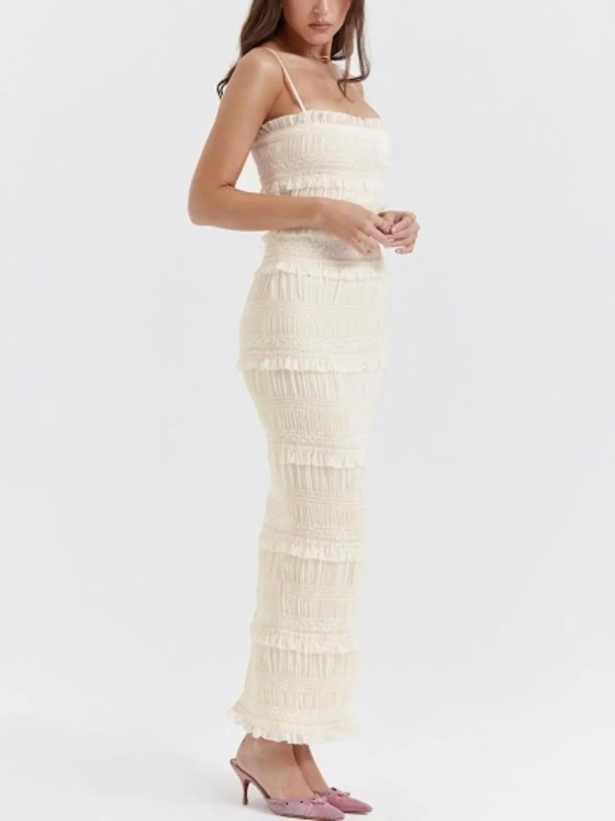 Sloane Tiered Textured Maxi Cami Dress - Dressed.