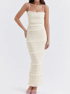 Sloane Tiered Textured Maxi Cami Dress - Dressed.