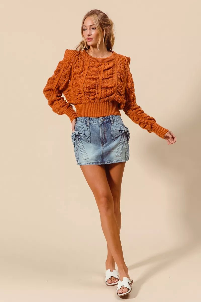 SO ME Bow Knot Pocket Denim Mini Skirt - Dressed.