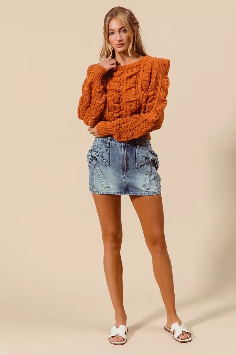 SO ME Bow Knot Pocket Denim Mini Skirt - Dressed.