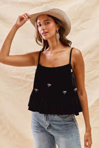 SO ME Holiday Velvet Ribbon Rhinestone Christmas Top - Dressed.