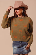 SO ME Pumpkin Rhombus Halloween Thanksgiving Sweater - Dressed.