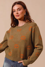 SO ME Pumpkin Rhombus Halloween Thanksgiving Sweater - Dressed.