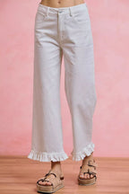 SO ME Ruffled Bottom Detail Mid Rise Jeans - Dressed.
