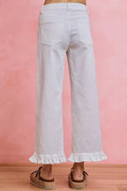 SO ME Ruffled Bottom Detail Mid Rise Jeans - Dressed.