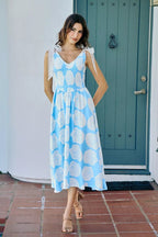 SO ME Shell Smocked Bodice Shoulder Tie Lined Midi Dress - Dressed.