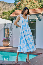 SO ME Shell Smocked Bodice Shoulder Tie Lined Midi Dress - Dressed.