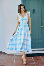 SO ME Shell Smocked Bodice Shoulder Tie Lined Midi Dress - Dressed.