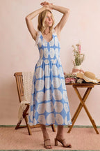 SO ME Shell Smocked Bodice Shoulder Tie Lined Midi Dress - Dressed.