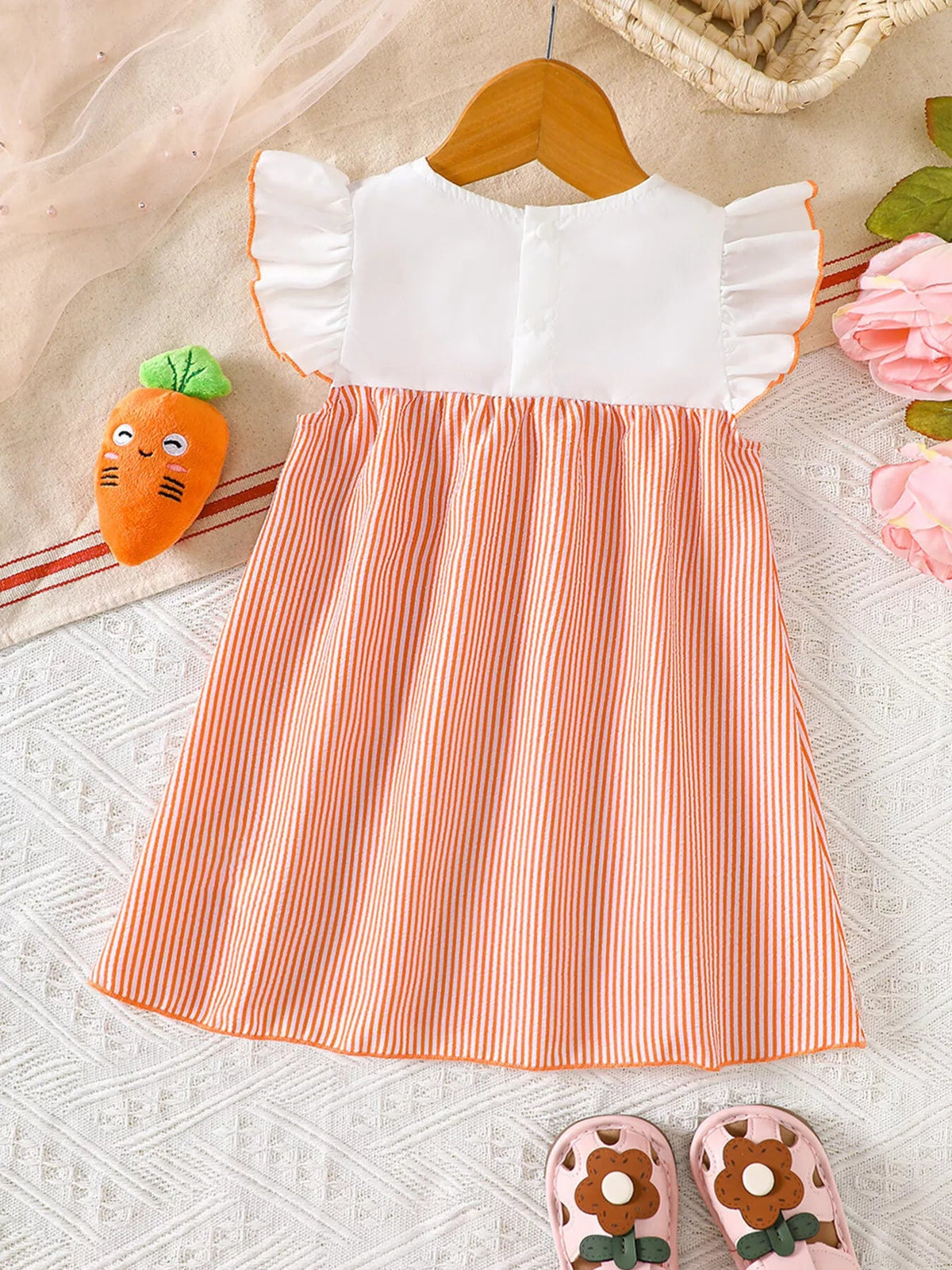 Soleil Embroidered Stripe Ruffle Dress - Dressed.
