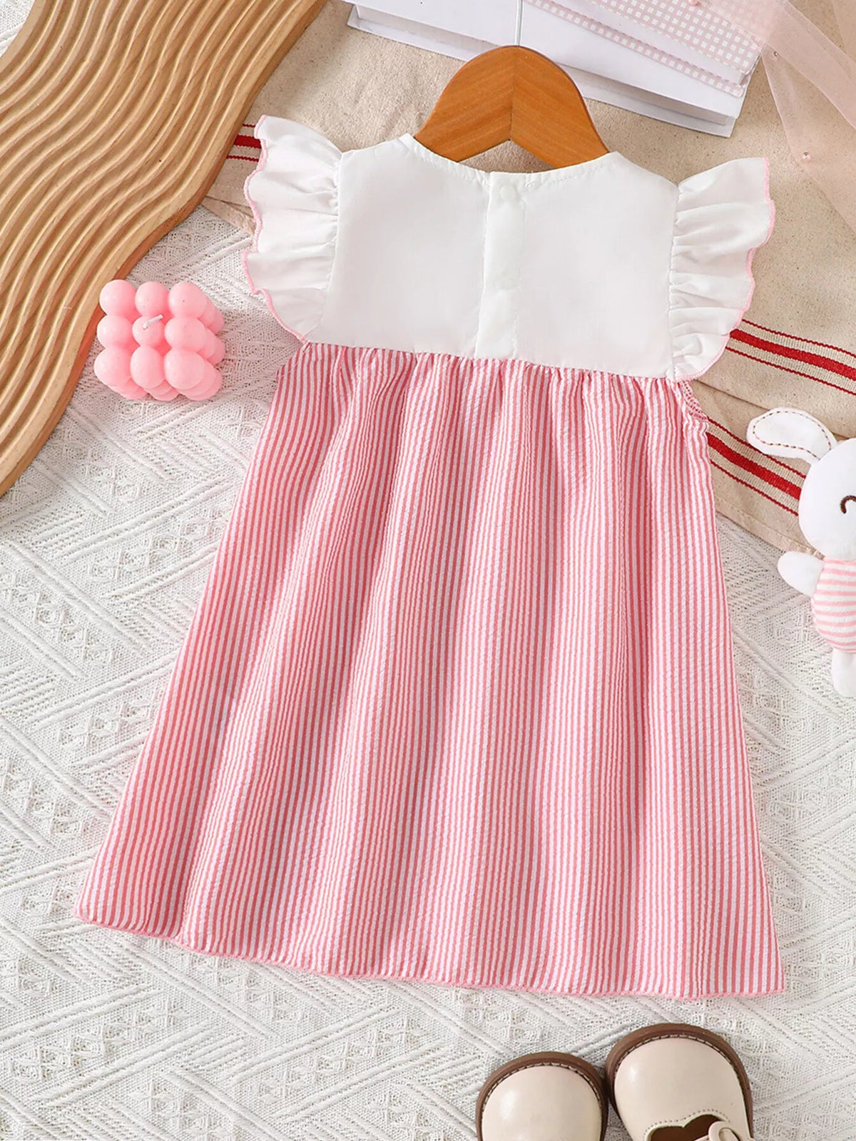 Soleil Embroidered Stripe Ruffle Dress - Dressed.