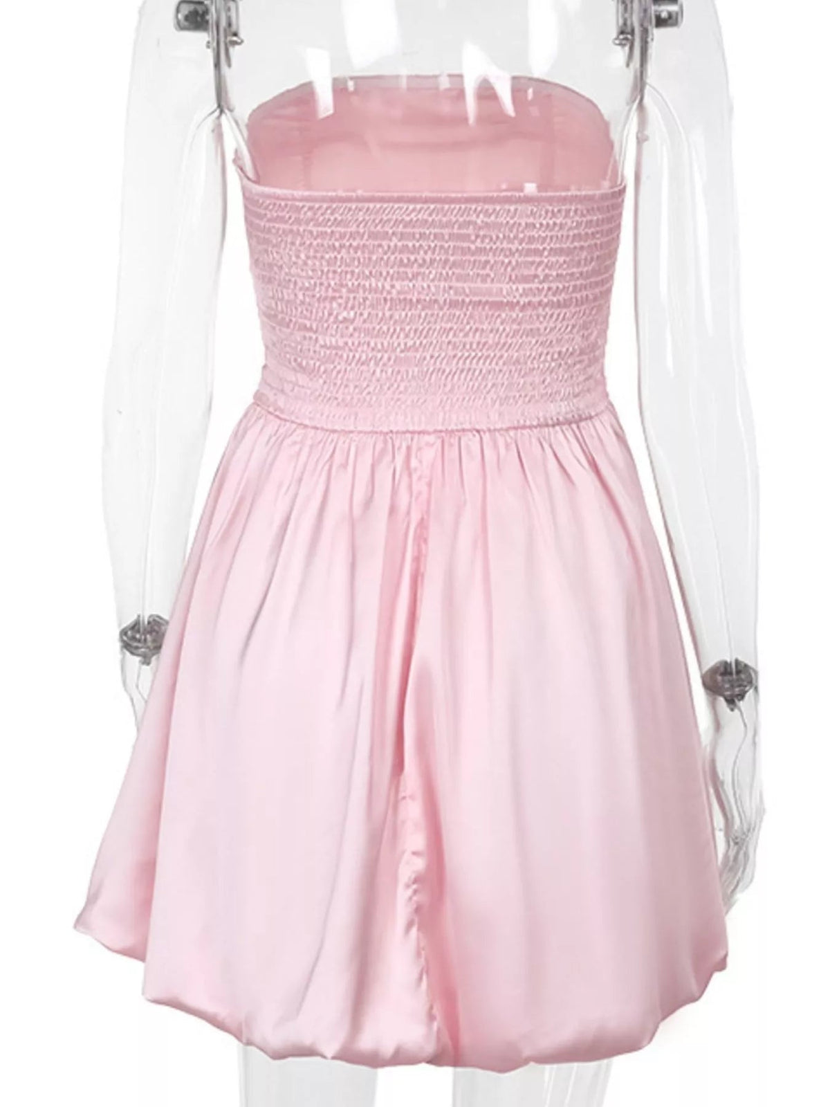 Strapless Ruched Mini Bubble Dress - Dressed.