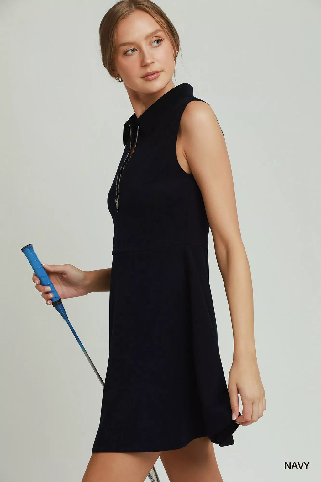 Umgee Collared Quarter Zip Tennis Dress - Dressed.