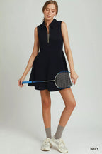 Umgee Collared Quarter Zip Tennis Dress - Dressed.