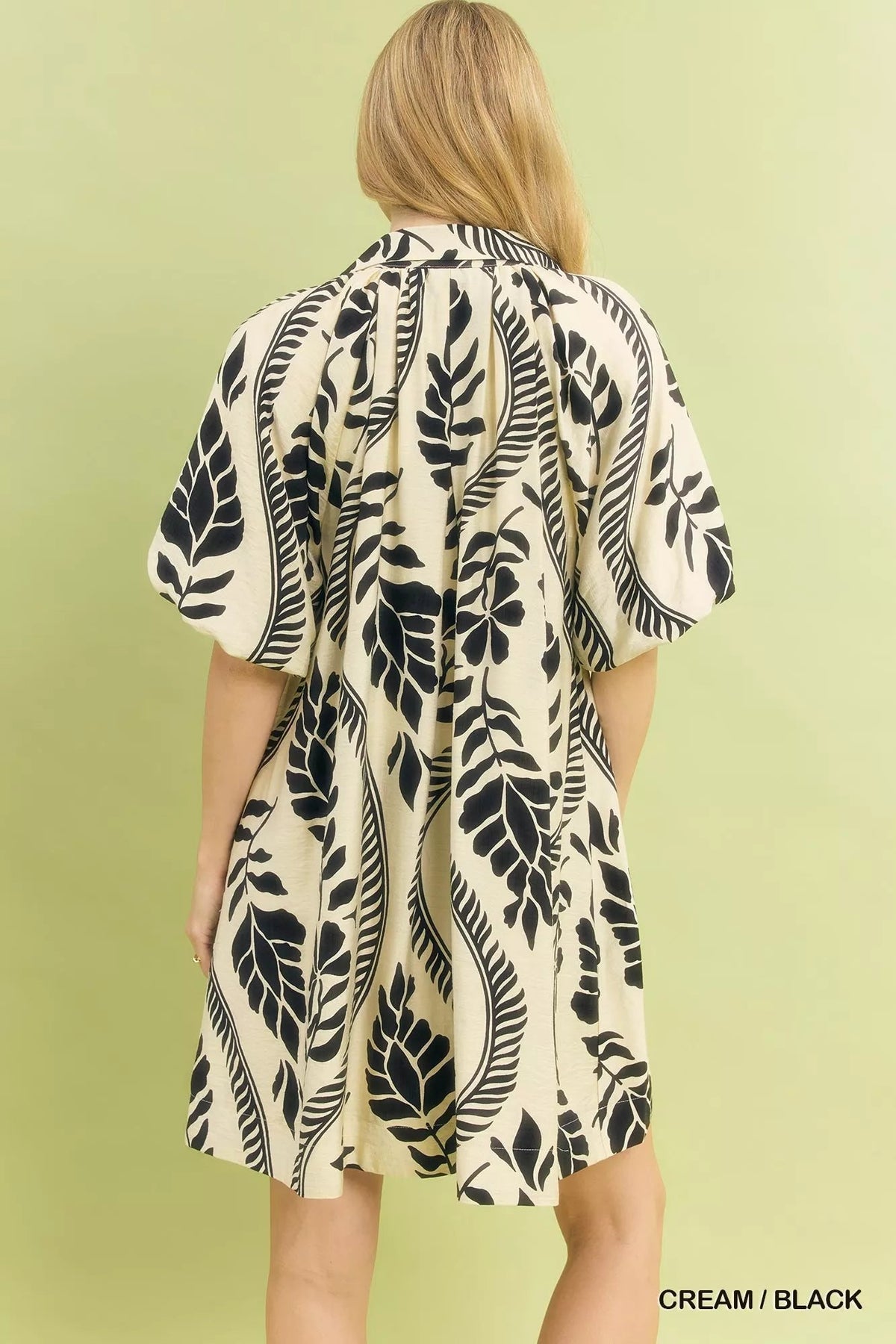 Umgee Leafy Ogee Print Mini Dress - Dressed.