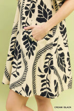 Umgee Leafy Ogee Print Mini Dress - Dressed.