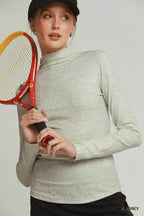 Umgee Long Sleeve Mock Neck Top - Dressed.
