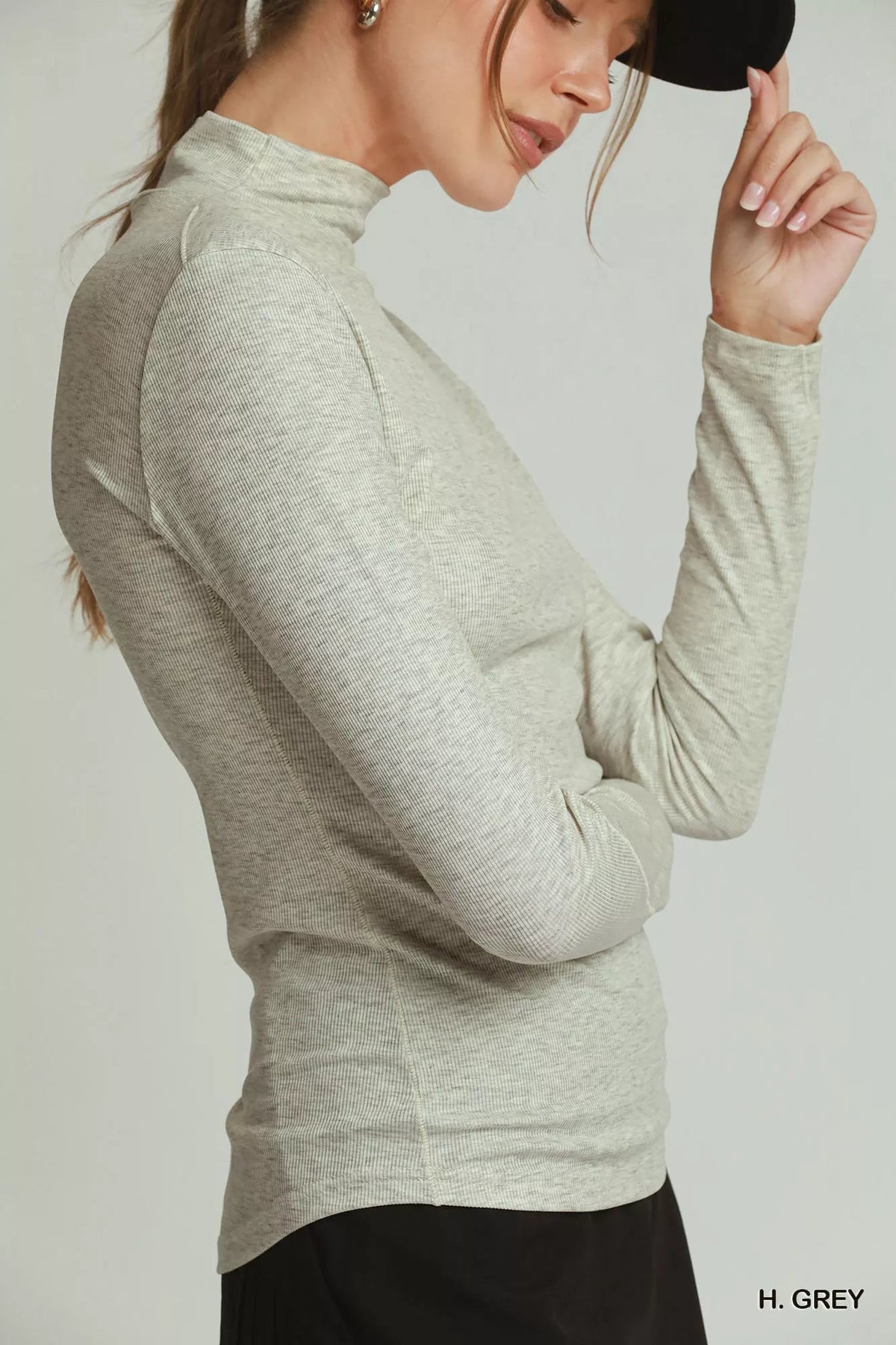 Umgee Long Sleeve Mock Neck Top - Dressed.