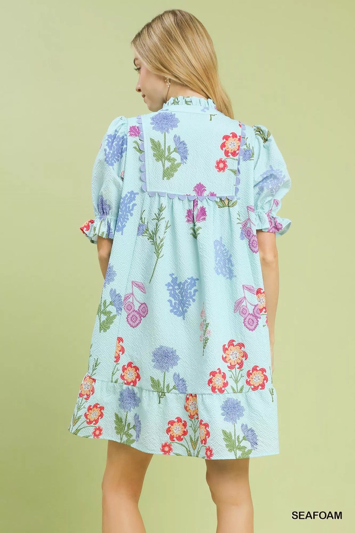 Umgee Multi Flower Print V-Neck Dress - Dressed.