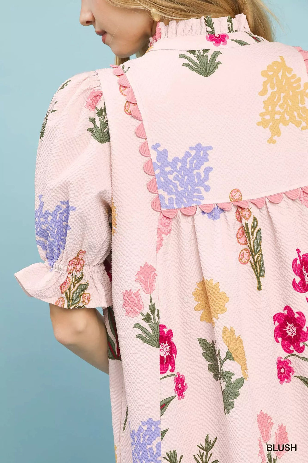 Umgee Multi Flower Print V-Neck Dress - Dressed.