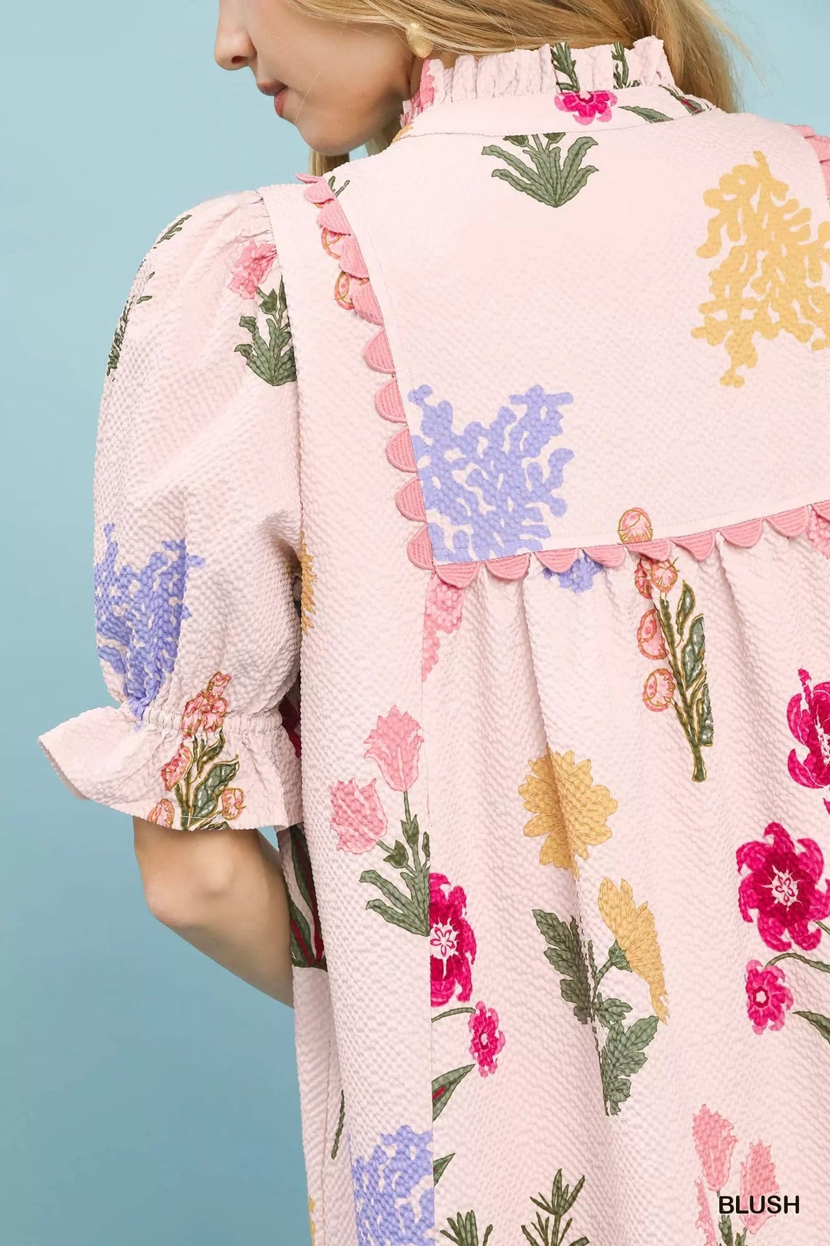 Umgee Multi Flower Print V-Neck Dress - Dressed.