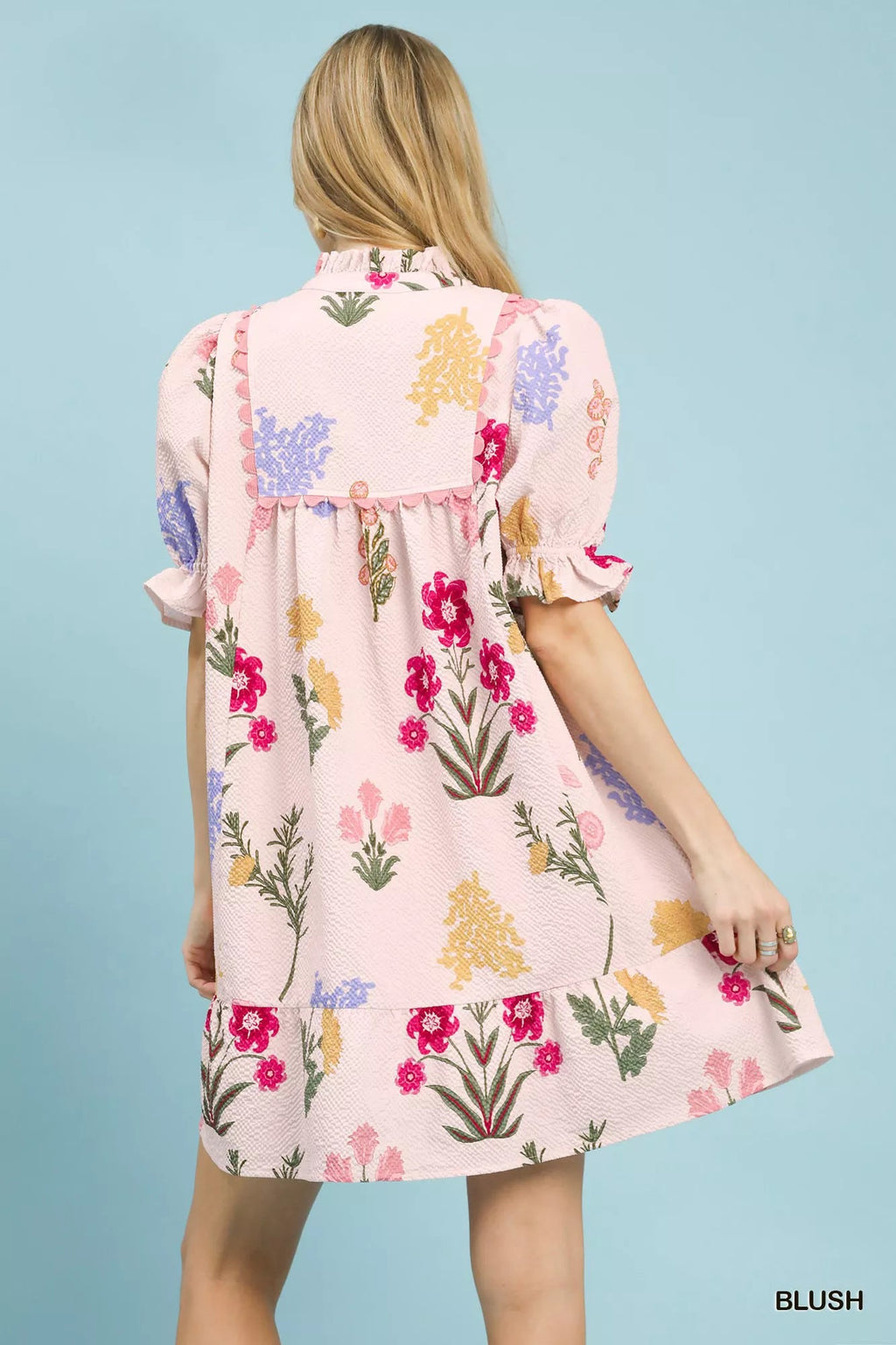 Umgee Multi Flower Print V-Neck Dress - Dressed.