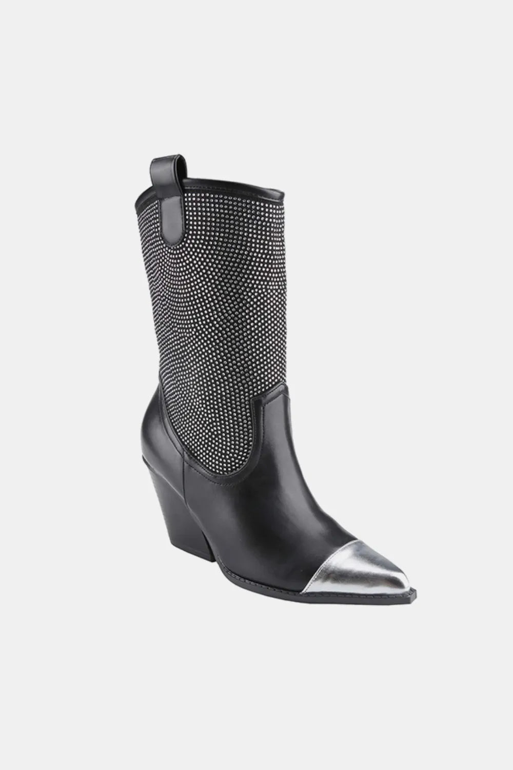 Valentina Rhinestone Western Boots — Black - Dressed.