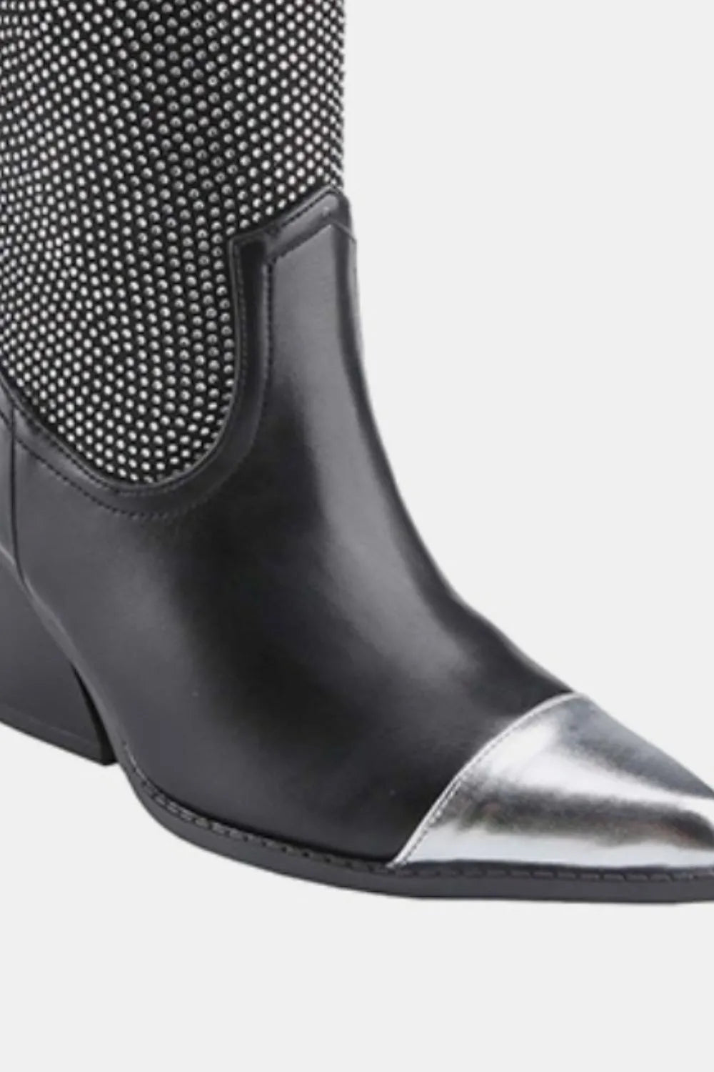 Valentina Rhinestone Western Boots — Black - Dressed.