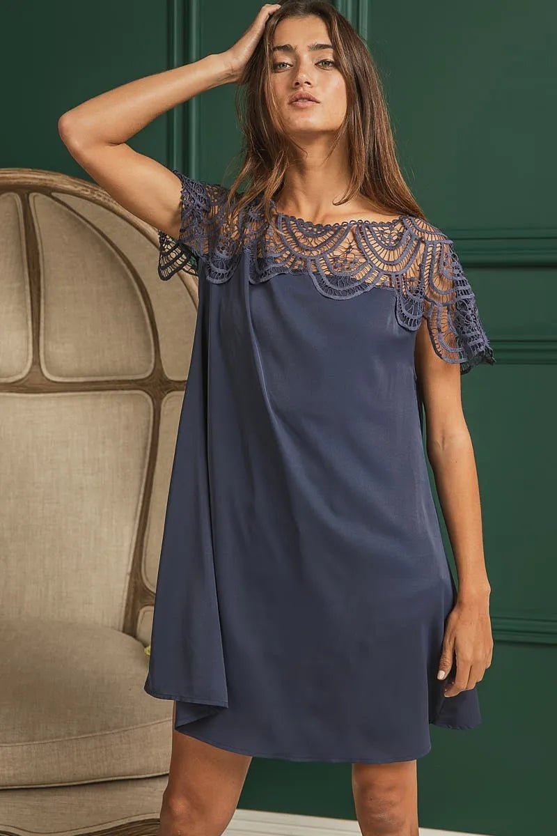 Vivienne Crochet-Lace Yoke Dress - Dressed.