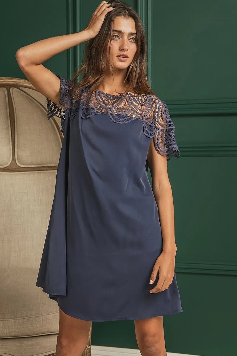 Vivienne Crochet-Lace Yoke Dress - Dressed.